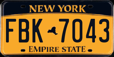 NY license plate FBK7043