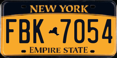 NY license plate FBK7054
