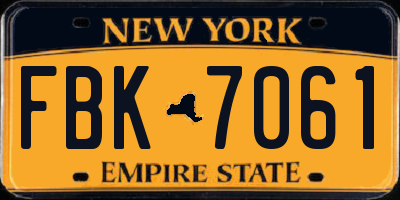 NY license plate FBK7061