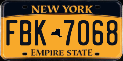 NY license plate FBK7068