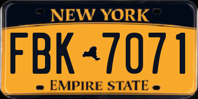 NY license plate FBK7071