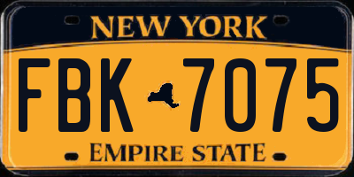 NY license plate FBK7075