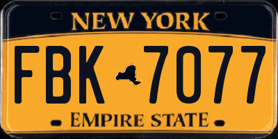 NY license plate FBK7077