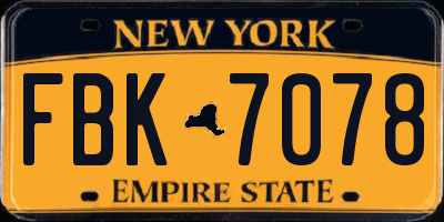 NY license plate FBK7078