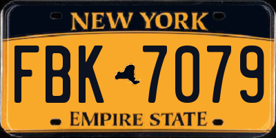 NY license plate FBK7079