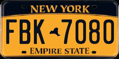NY license plate FBK7080