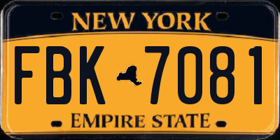 NY license plate FBK7081