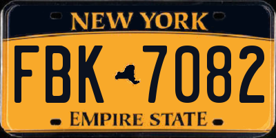 NY license plate FBK7082