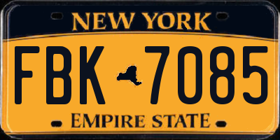 NY license plate FBK7085