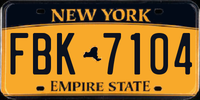 NY license plate FBK7104