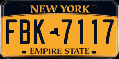 NY license plate FBK7117