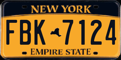 NY license plate FBK7124