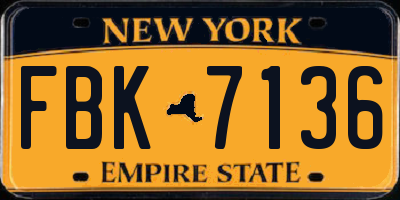 NY license plate FBK7136