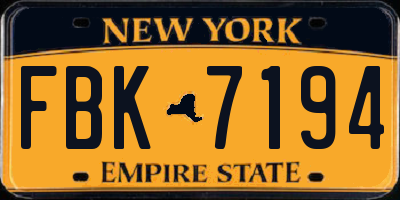 NY license plate FBK7194