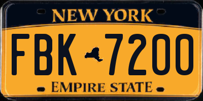 NY license plate FBK7200
