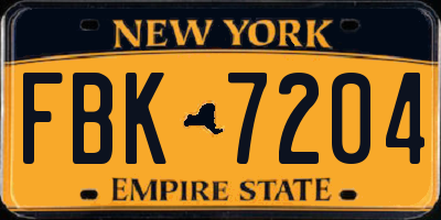 NY license plate FBK7204