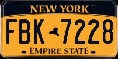 NY license plate FBK7228