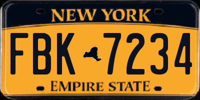 NY license plate FBK7234