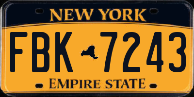NY license plate FBK7243