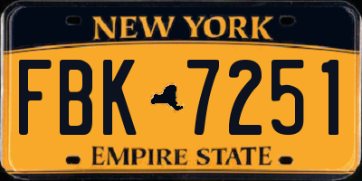 NY license plate FBK7251