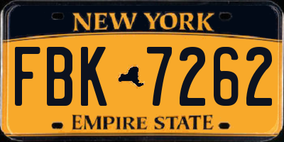 NY license plate FBK7262