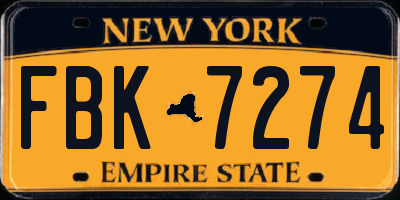 NY license plate FBK7274