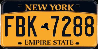 NY license plate FBK7288