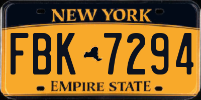 NY license plate FBK7294