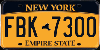 NY license plate FBK7300