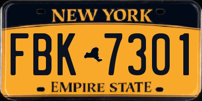 NY license plate FBK7301