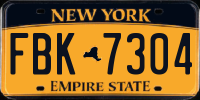 NY license plate FBK7304
