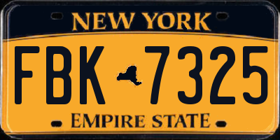 NY license plate FBK7325