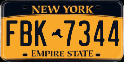 NY license plate FBK7344