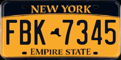 NY license plate FBK7345