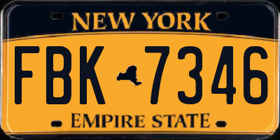 NY license plate FBK7346