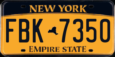 NY license plate FBK7350