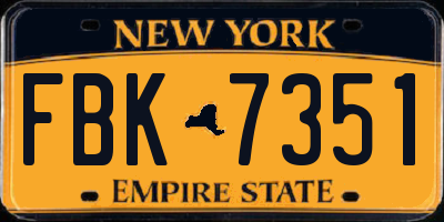 NY license plate FBK7351