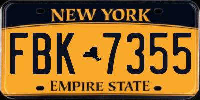 NY license plate FBK7355