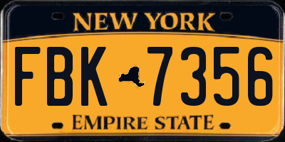 NY license plate FBK7356