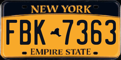 NY license plate FBK7363