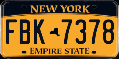 NY license plate FBK7378