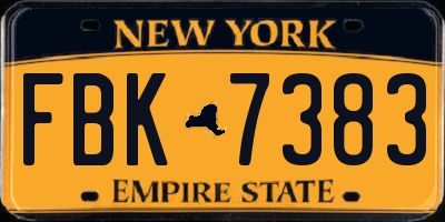 NY license plate FBK7383