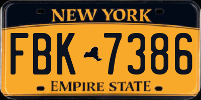 NY license plate FBK7386