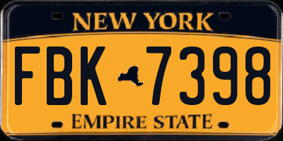 NY license plate FBK7398