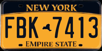 NY license plate FBK7413