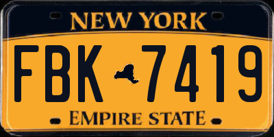NY license plate FBK7419