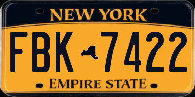 NY license plate FBK7422