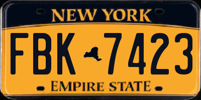 NY license plate FBK7423