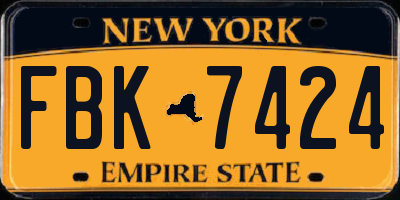 NY license plate FBK7424