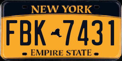 NY license plate FBK7431